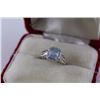 Image 1 : RING - 2CT BLUE AND 2 WHITE TOPAZ IN STERLING SILVER SOLITAIRE DESIGNED SETTING - RETAIL ESTIMATE $3