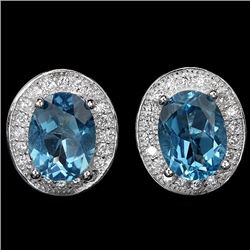 Natural London Blue Topaz Earrings