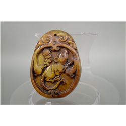 Chinese Old natural jade Crafted Mouse pendant