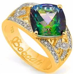 Natural Green Mystic & Diamond 4.05 ct Ring