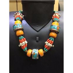 Tibet Natural Stone Tribal Queen Royal Necklace