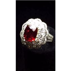 Natural Pigeon Blood Red Ruby Diamond & Gold Ring