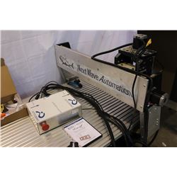 NEXTWAVE AUTOMATION CNC SHARK 2 FOOT 4 INCH BY 5 FOOT 3 INCH TABLE, WITH BOSCH ROUTER AND ACCESSORIE