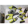 Image 2 : RYOBI 18V LITHIUM SIX PIECE CORDLESS TOOL SET WITH 4 BATTERIES, 2 CHARGERS, AND BAG