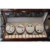 Image 2 : CHERRYWOOD FELT LINED, GLASS TOP WATCH CASE, 8 AUTOMATIC WATCH WINDER SPOTS, HOLDS 20 WATCHES TOTAL