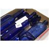 Image 2 : LOT OF VINTAGE BLUE GLASS BOTTLES DISHES AND CANDLESTICK