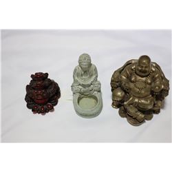 TWO BUDHA FIGURES AND FROG