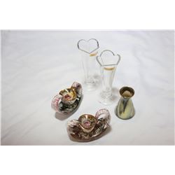 PAIR OF SIGNED NACHTMANN CRYSTAL VASES AND WEST GERMAN VASE