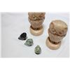 Image 2 : PAIR OF MARBLE OWLS AND THREE SMALL STONE OWLS