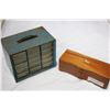 Image 2 : ORGANIZER OF JEWELLRY MAKING SUPPLIES AND WOOD JEWELLRY BOX WITH WATCHES AND COINS