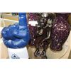 Image 1 : TWO SPECKLED DESIGNER VASES WOOD FIGURE AND WHITE CAPS FINGER
