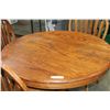 Image 2 : ROUND OAK PEDESTLE TABLE WITH 3 HOOPBACK CHAIRS
