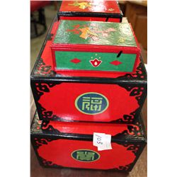 LOT OF STACKING GIFT BOXES