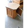 Image 2 : OAK OPEN CABINET AND GLASSTOP SINGLE DOOR ENDTABLE