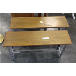 PAIR OF INDUSTRIAL STELL AND WOOD BENCHES