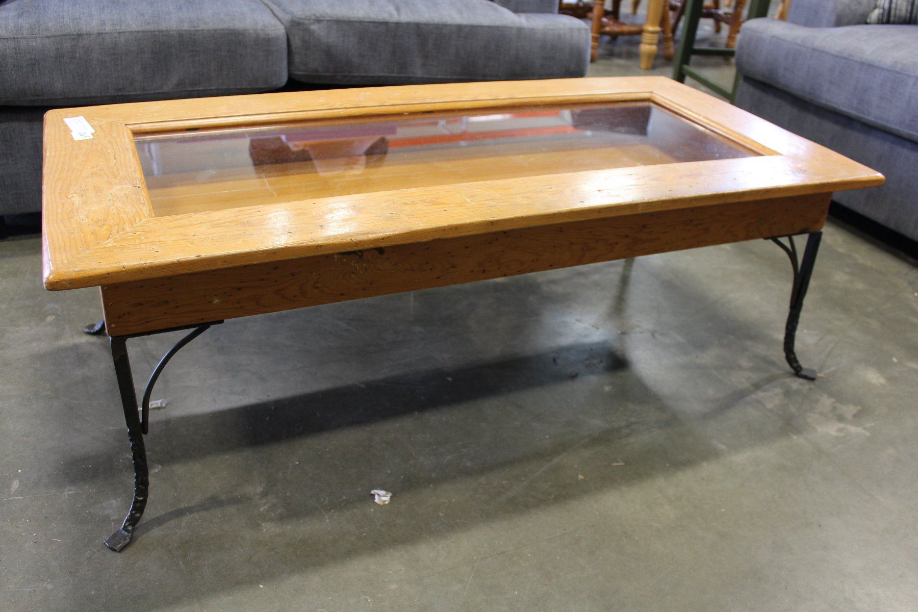 Rustic Shadow Box Table Ideas IRON BASE RUSTIC SHADOW BOX COFFEE TABLE - Big Valley Auction