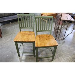 PAIR OF PAINTED MAPLE BARSTOOLS
