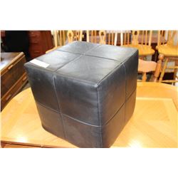 BLACK LEATHER HASSOCK