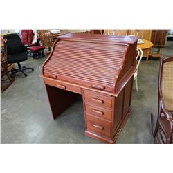 OAK ROLL TOP DOUBLE PEDESTLE DESK