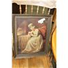 Image 1 : FRAMED PICTURE WOMEN WITH BOOK IN CANDLE LIGHT