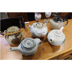 COLLECTION OF POTTERY TEAPOTS