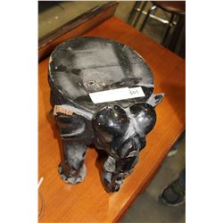 WOOD CARVED ELEPHANT PLANTER STAND