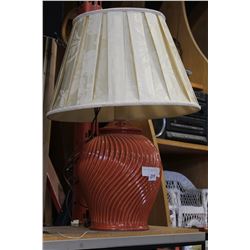 ORANGE TABLE LAMP AND SHADE