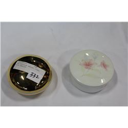 TWO PORCELAIN DRESSER DISHES WITH JEWELLRY