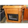 Image 1 : OAK FIREPLACE MANTLE WITH ELECTRIC FIREPLACE INSERT
