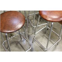FOUR LEATHER SEAT AND CHROME BARSTOOLS