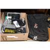 Image 1 : BOX OF WALKIE TALKIES FLASHLIGHTS BATTERY CHARGERS AND NASCAR BAG