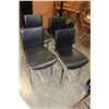 Image 1 : FOUR BLACK LEATHER AND METAL BAR STOOLS