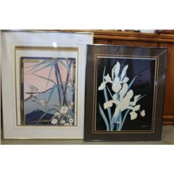 TWO FRAMED EASTERN STYLE FLORALS