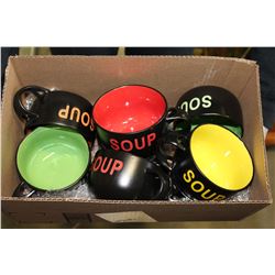 LOT OF DESIGNER SOUP MUGS