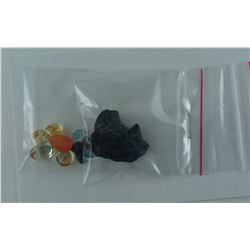 24CT GENUINE METEORITE & 15CT ASSORTED LOOSE GEMSTONES. VARIOUS CUTS AND COLOURS