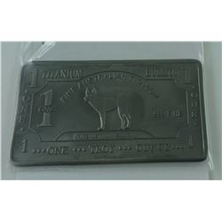 1OZ .999 FINE TITANIUM AUSTRAILIA BULLION BAR DINGO MOTIF ONLY 400 MINTED