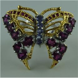 2.16CT GARNET/TANZANITE BUTTERFLY RING RING SUGGESTED RETAIL PRICE $640