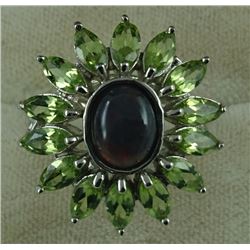 3.22CT BLACK OPAL/PERIDOT RING SUGGESTED RETAIL PRICE $640