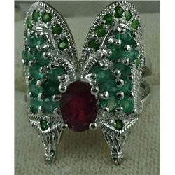 1.21CT RUBY/DIOPSIDE/EMERALD RING SUGGESTED RETAIL PRICE $515