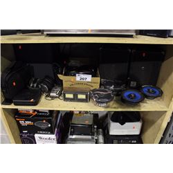 SHELF LOT OF ELECTRONICS