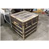 Image 2 : VINTAGE SQUARE WOOD AND METAL TRUNK