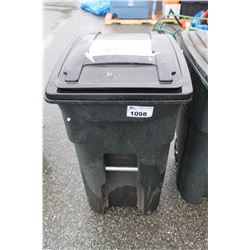 THREE BLACK HEAVY DUTY GARBAGE CANS