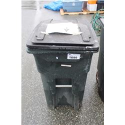 THREE BLACK HEAVY DUTY GARBAGE CANS