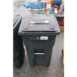 THREE BLACK HEAVY DUTY GARBAGE CANS