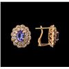 Image 2 : 14KT Rose Gold 2.64 ctw Tanzanite and Diamond Earrings