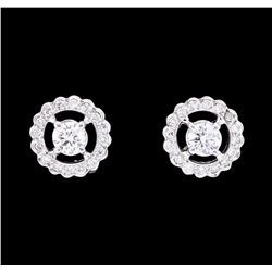 0.80 ctw Diamond Halo Earrings - 14KT White Gold