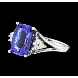 3.40 ctw Tanzanite and Diamond Ring - 14KT White Gold