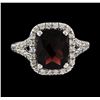 Image 2 : 2.93 ctw Pyrope Garnet and Diamond Ring - 14KT White Gold