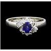 Image 2 : 0.74 ctw Sapphire and Diamond Ring - Platinum