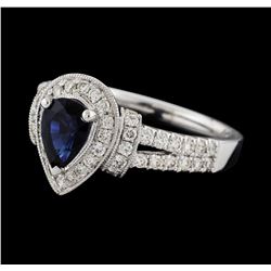 1.07 ctw Sapphire and Diamond Ring - 14KT White Gold